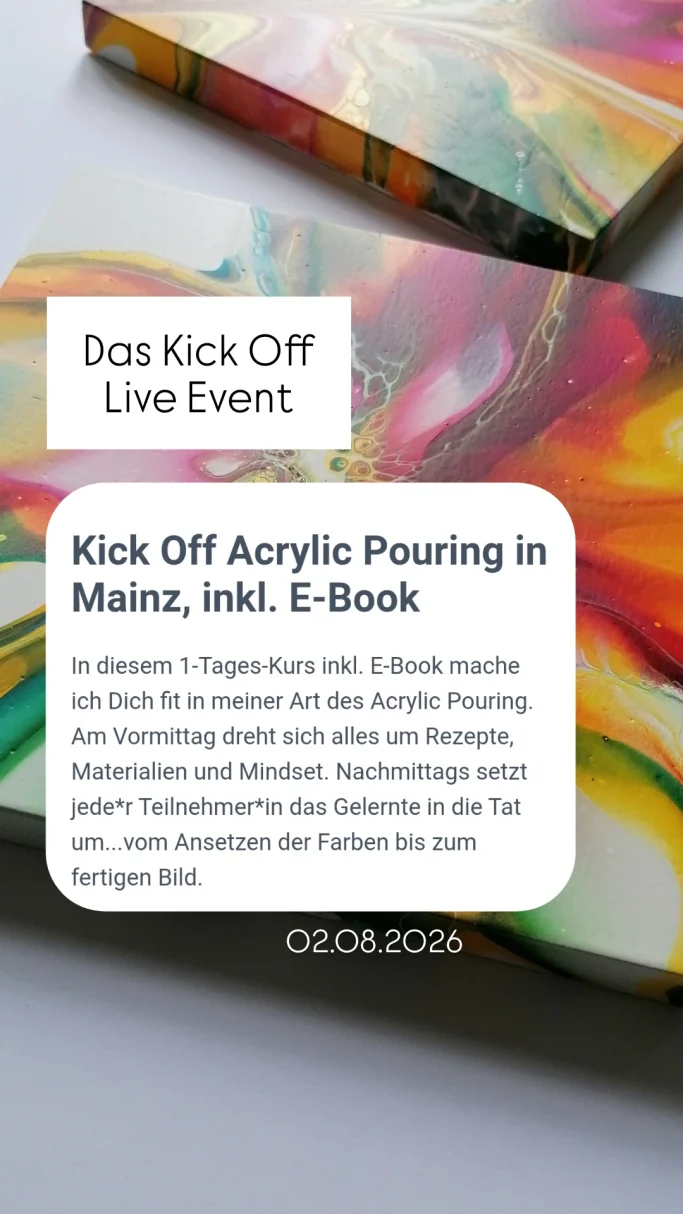 Ankündigung für ein Live-Event zum Acrylic Painting mit E-Book-Details.